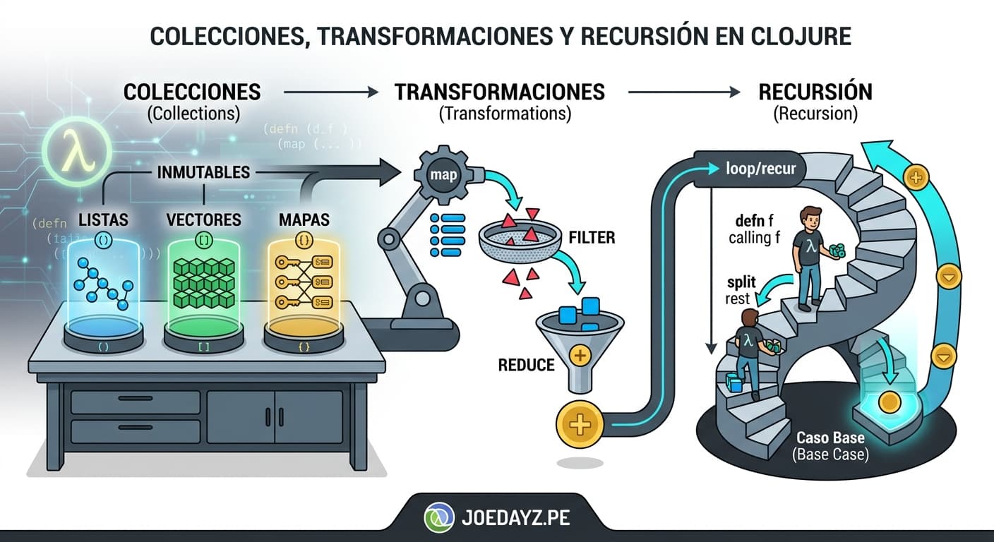 Colecciones, transformaciones y recursión en Clojure